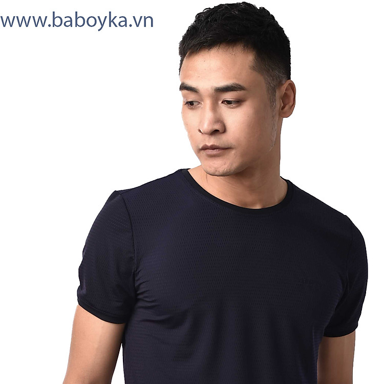Áo thun thể thao baboyka dệt lỗ thoáng khí, chất siêu mướt, Phối bo cổ khác màu nổi bật.