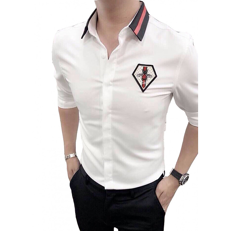 Áo Sơ Mi Nam Trắng Con Ong nhỏ