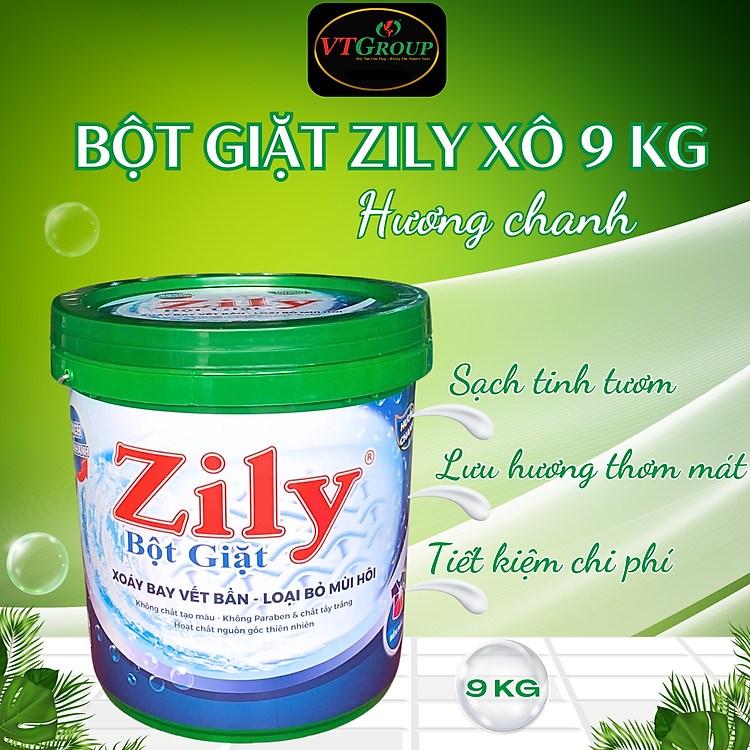 Bột Giặt Zily Hương Chanh Xô 9 Kg - Tặng 1 Dây Xả vải Zily
