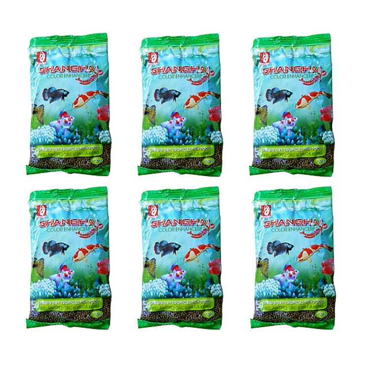 Bộ 6 gói thức ăn nổi cho các loại cá kiểng, cá koi, cá chép coi loại 100gr/gói