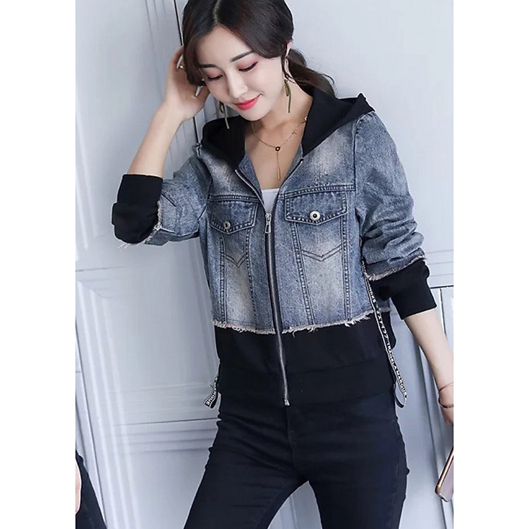 Áo Khoác Nữ Jean Phối Nón PC123VPCC
