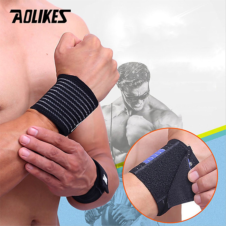 Băng quấn cổ tay tâp gym AOLIKES A-1535 co dãn thoáng khí bảo vệ khớp cổ tay