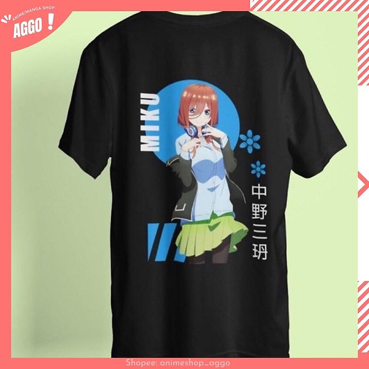 Áo Thun Tay Lửng Miku Nakano Kawaii Go-5-toubun No Hanayome Anime Manga mẫu mới cực chât