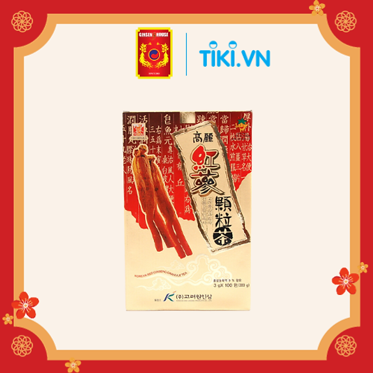 Trà Hồng Sâm Hạt Hàn Quốc Korean Red Ginseng Granule Tea - Ginseng House (Hộp 100 gói)