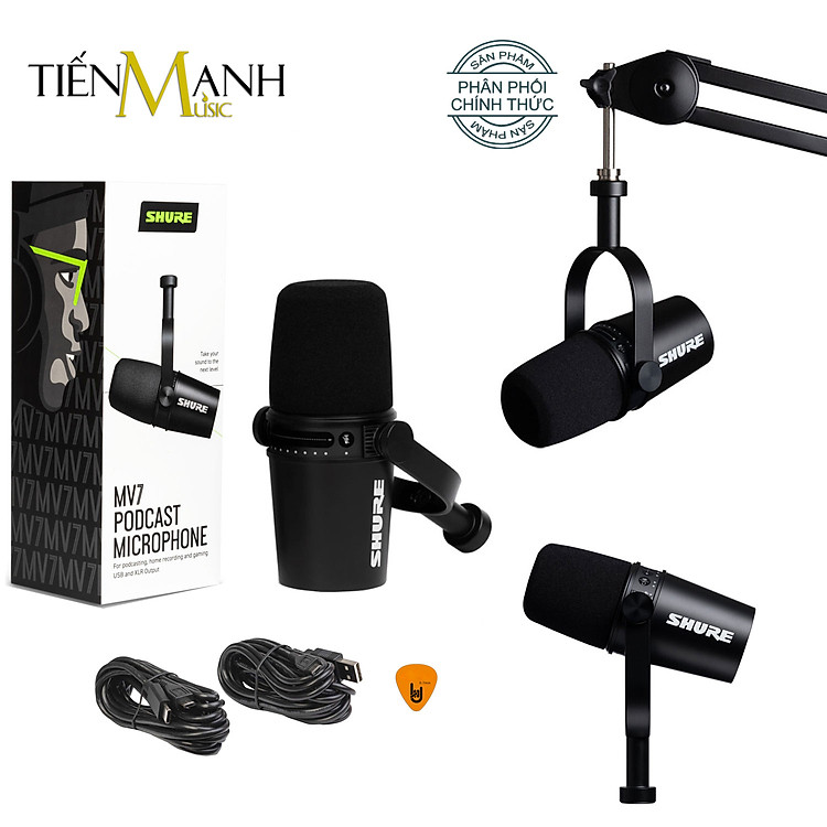 Micro Shure MV7K, MV7S, MV7K-BNDL, MV7X - Cổng USB & XLR Livestream Podcast Mic Thu Âm MV7 Microphone Hàng Chính Hãng