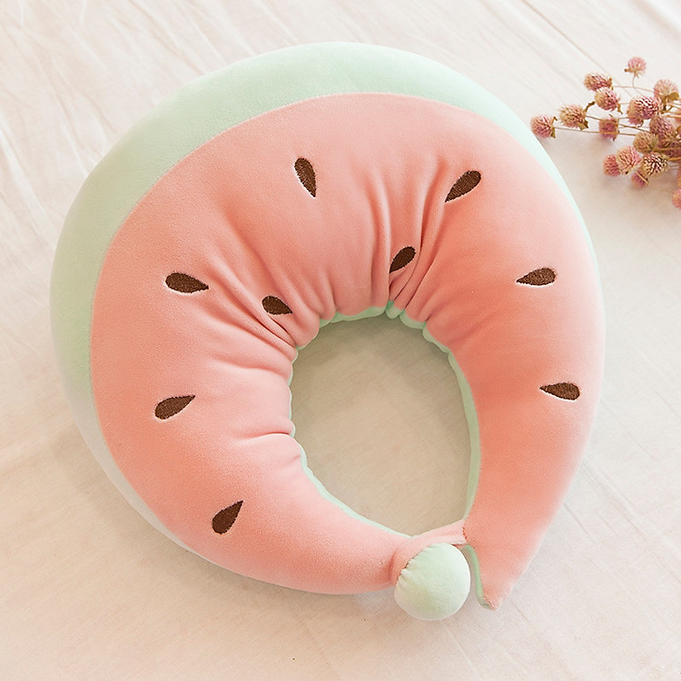 Gối Tựa Cổ Chữ U Hình Dưa Hấu Siêu Mịn