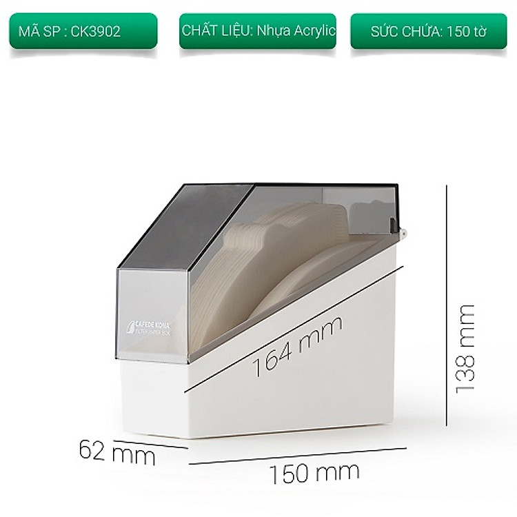 Hộp nhựa đựng giấy lọc cà phê pour over v60