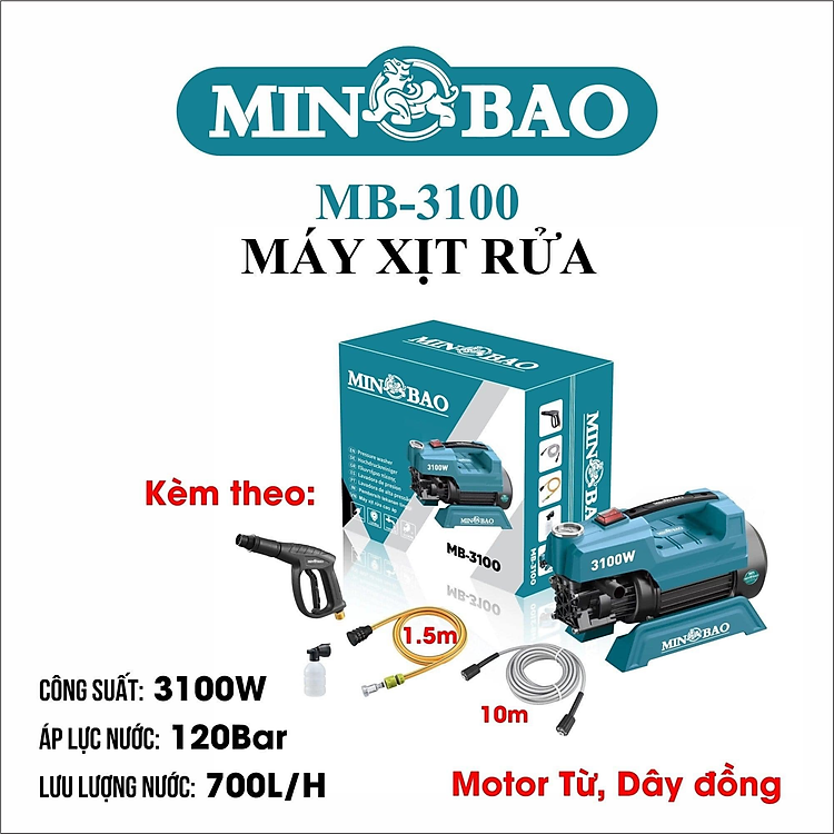 MÁY XỊT RỬA 3100W MB-3100T MB-3100T MINBAO -HÀNG CHÍNH HÃNG