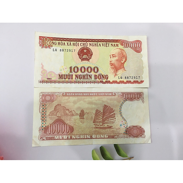 Tiền 10000 đồng Việt Nam 1993, tiền cổ Việt Nam, tiền đẹp như hình, tặng phơi nylon bảo vệ