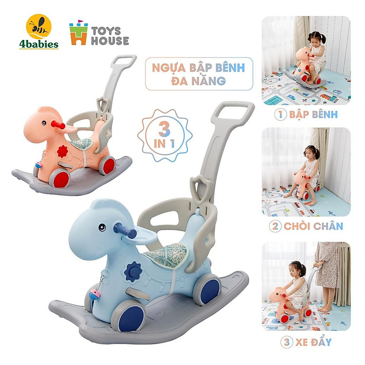 Ngựa bập bênh đa năng kiêm xe chòi chân và xe đẩy cho bé Toys House WM19033, hàng chính hãng cho bé