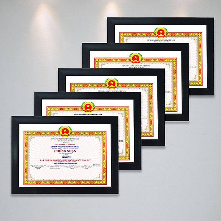 Combo 5 khung ảnh bằng khen khung trơn A4- khung ảnh composite treo tường kèm đinh treo tiện lợi