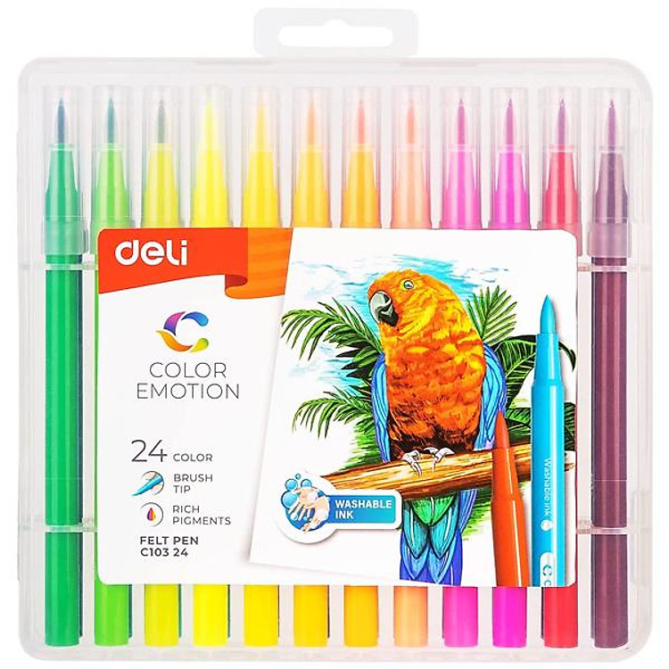 Hộp Bút Lông Màu Cọ Mềm Deli EC10324 (24 chiếc)