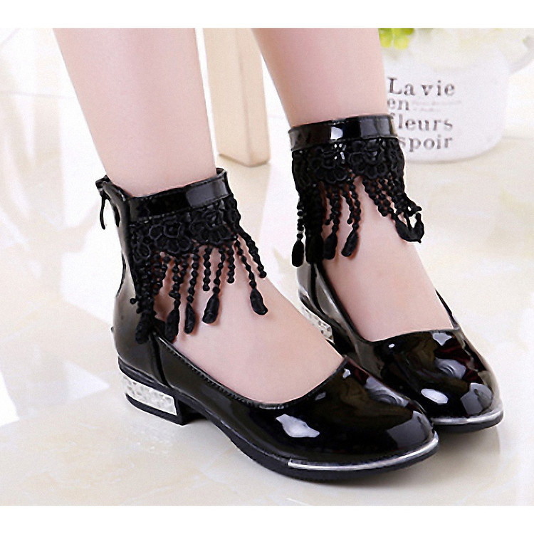 Giày búp bê bé gái phong cách hàn quốc ren cổ giày - GBB03H