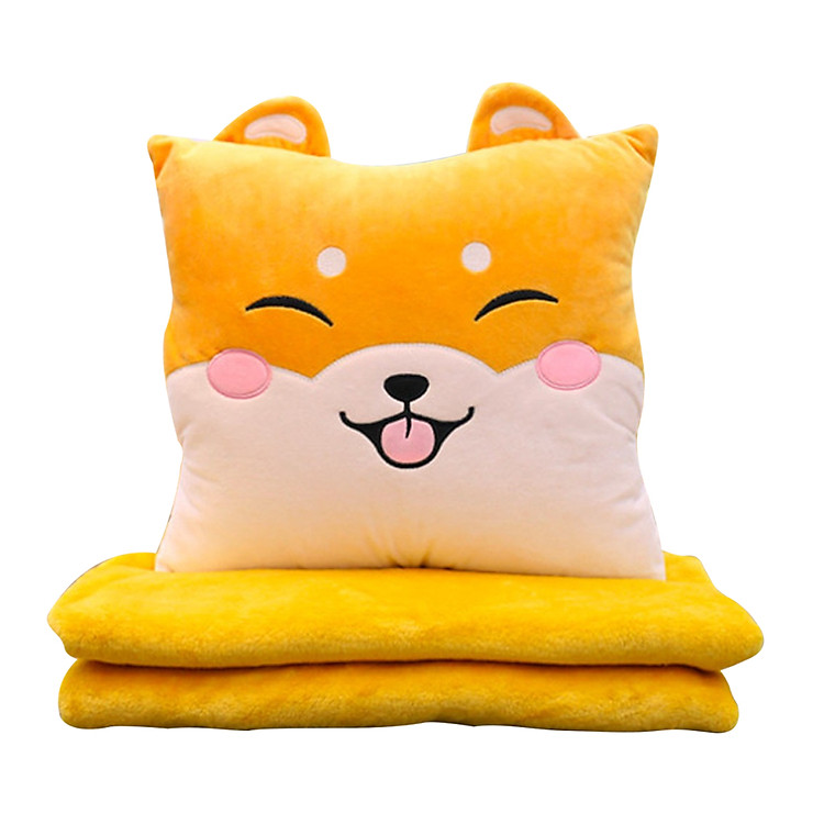 Combo Mền Gối Văn Phòng 3in1 Shiba Inu Vuông 1x1.7M