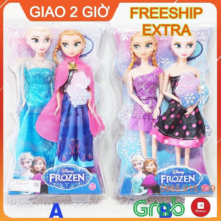 Đồ chơi hộp 2 búp bê ELsa và Anna đẹp có khớp cho bé gái