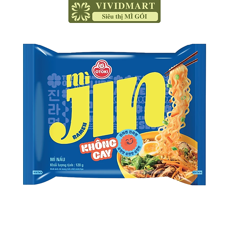 OTOKI - Mì nấu Jin hương vị Không cay, Mì nấu Jin không cay, Mì Jin nấu không cay, Mì Jin Ottogi (120g/gói)