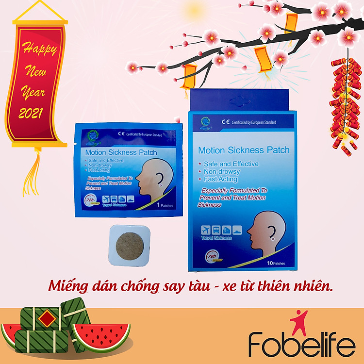 Miếng Dán Say Tàu Xe Say Sóng Say Tàu Máy Bay ( Hộp 10 miếng )