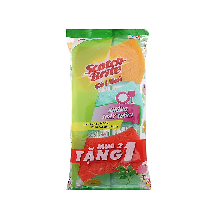 Gói (2+1) Miếng Cọ Rửa Không Trầy Xước Mút Màu Scotch-Brite
