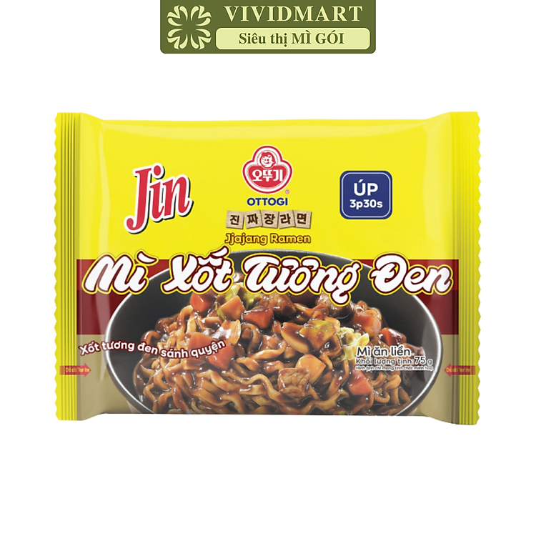 OTTOGI - Mì úp Jin hương vị trộn Xốt tương đen, Mì trộn Sốt tương đen Jin, Mì trộn tương đen Jin (75g/gói)