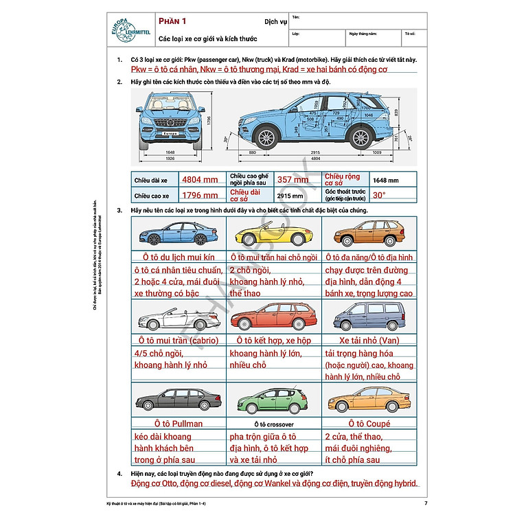 Kỹ Thuật Ô Tô Và Xe Máy Hiện Đại - Bài Tập Có Lời Giải - Phần 1-4 - Ảnh 3