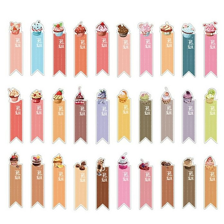 Bookmark đánh dấu sách bánh kem hộp 30 tấm