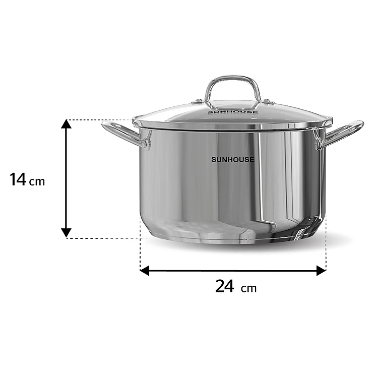 Nồi Inox 3 Đáy Sunhouse SHG301 ( Dùng cho mọi loại bếp) - 24cm