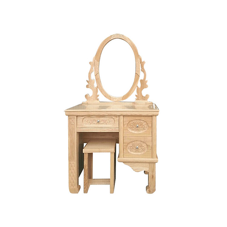 BÀN TRANG ĐIỂM GỖ SỒI KIỂU CHÂN QUỲ 80cm