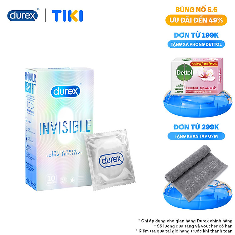 Bao cao su Durex Invisible Extra Thin Extra Sensitive 1 Hộp 10 Bao