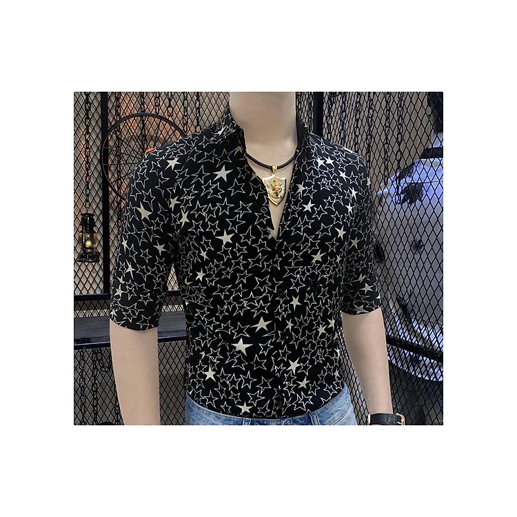 Áo sơ mi nam SM03 , áo nam vải lụa co dãn họa tiết NGÔI SAO nhẹ phong cách hàn quốc trẻ trung thời thượng năng động mẫu JJ0123 gồm 3 size (M L XL) kiểu dáng đa dạng không xù lông