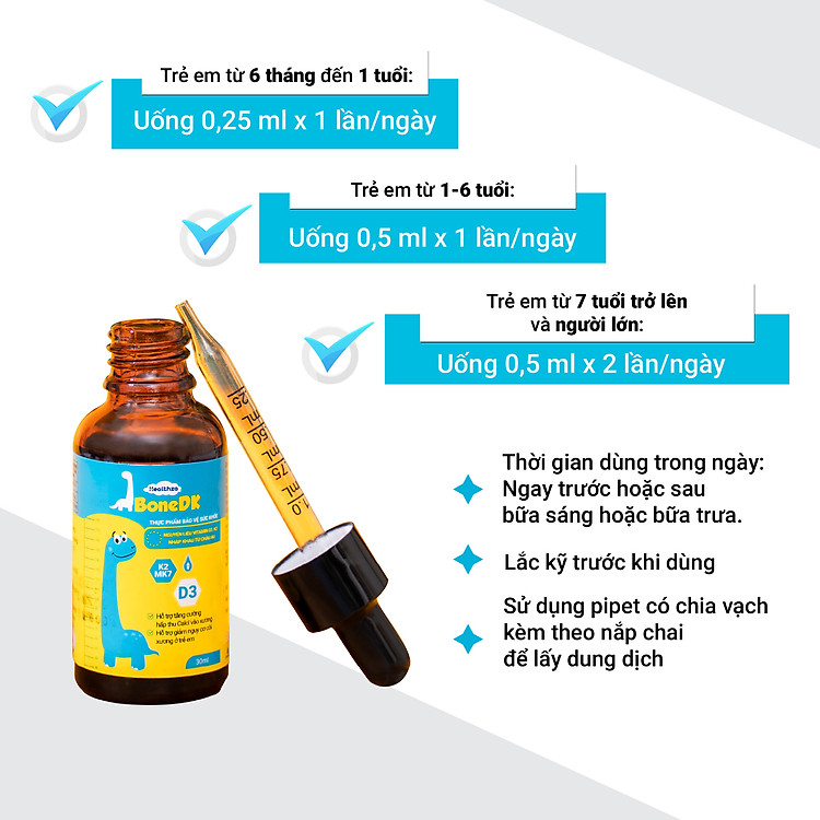 Siro Healthza BoneDK Vitamin D3, K2 30ml Chất lượng Giá tốt - Hình ảnh 4