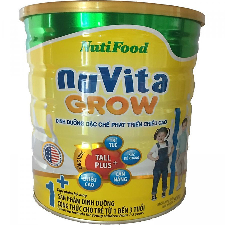 Sữa Nuvita Grow 1+900 Gr: Dinh dưỡng đặc chế phát triển chiều cao cho trẻ từ 1-3 tuổi