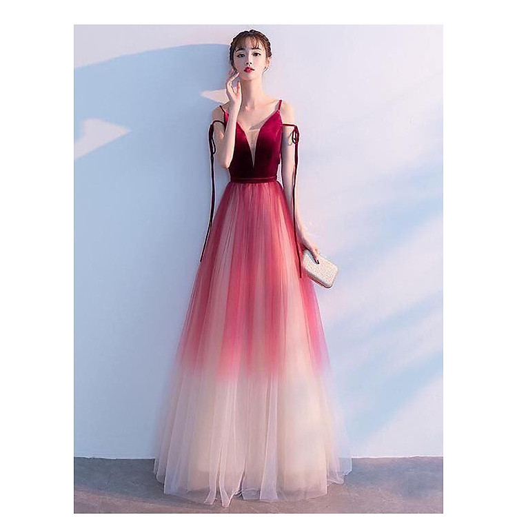 ĐẦM MAXI PHỐI MÀU OMBRE SIÊU XINH -MS100V