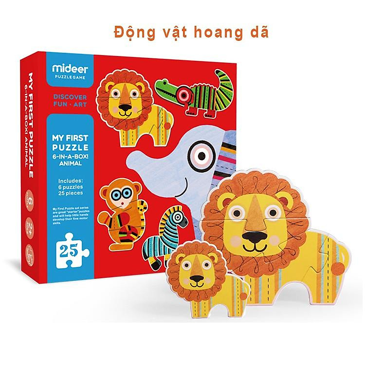 Bộ xếp hình Mideer My First Puzzle - 6 in a Box: Các loài động vật - Animal