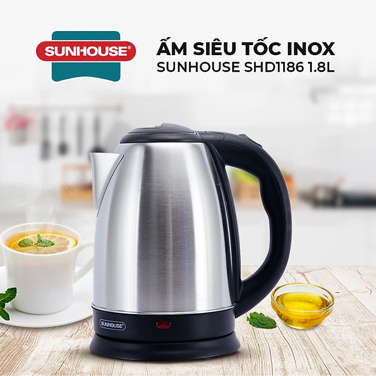 Ấm Siêu Tốc Inox Sunhouse SHD1186 - 1.8L - Hàng chính hãng