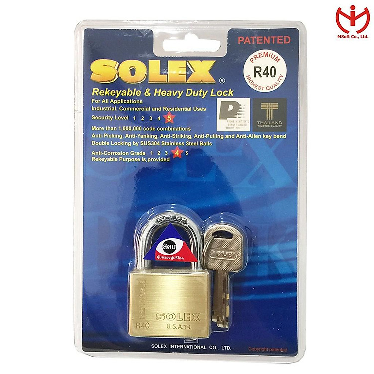Khóa Solex R40 thân đồng rộng 40mm - MSOFT