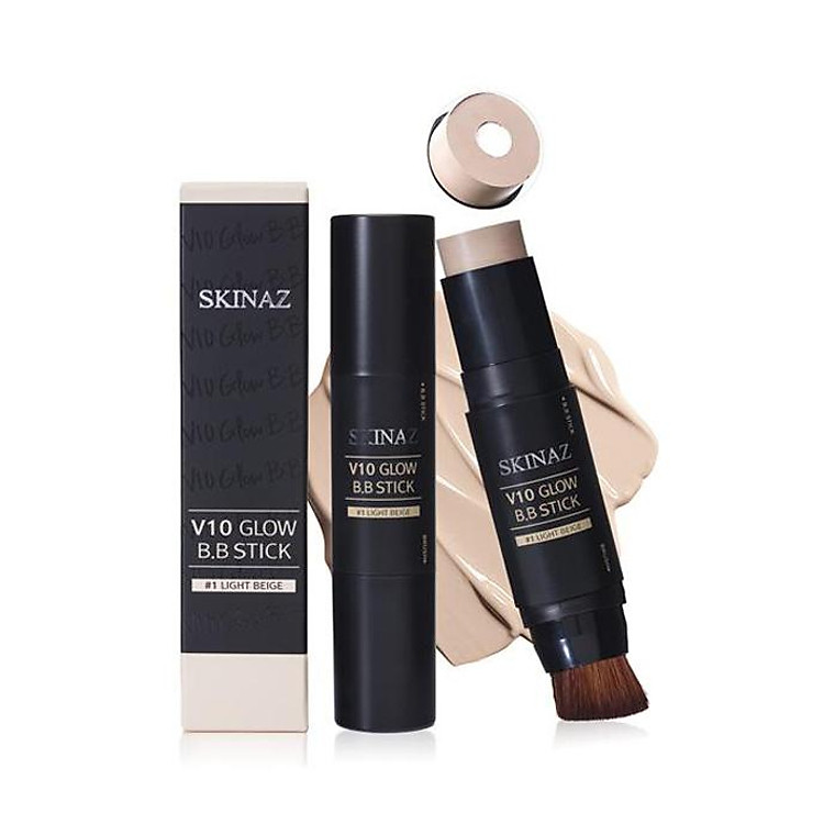 Kem nền kết hợp cọ trang điểm V10 Glow B.B Stick Skinaz (#Tone Nude)