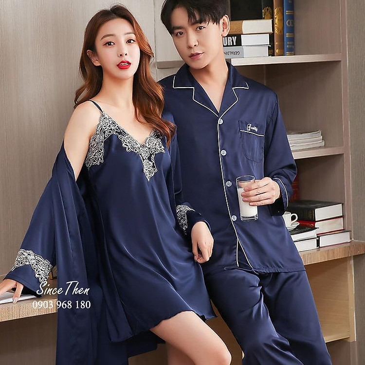 Pyjama đôi nam nữ lụa cao cấp, đồ ngủ đôi nam nữ mặc nhà - Since Then