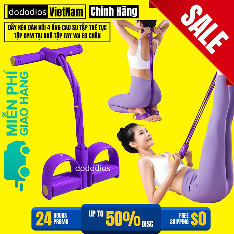 Dây kéo đàn hồi 4 ống cao su dododios tập thể tục, tập Gym tại nhà tập tay vai eo chân