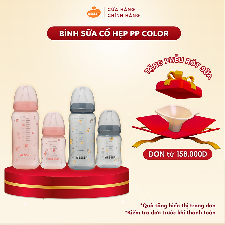 Mua tại Lazada: Bình sữa Cổ Hẹp Wesser 140ml/250ml Chính hãng, giá tốt