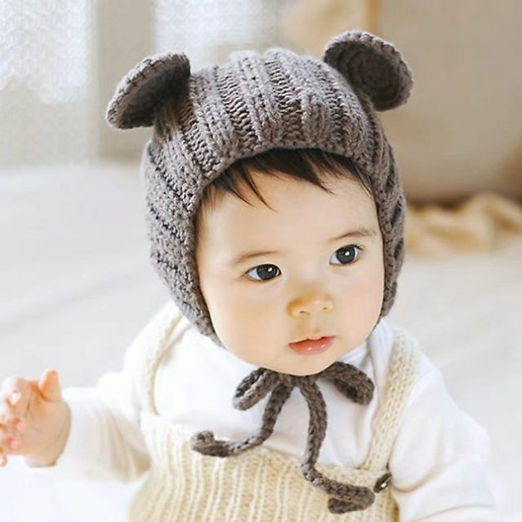 Mũ Len Tai Gấu Che Tai Ấm Áp Cho Bé 3 Tháng Đến 3 Tuổi - Màu Ngẫu Nhiên