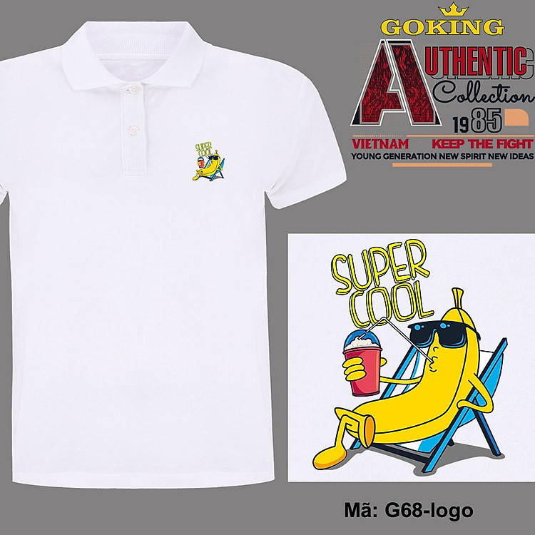 SUPER COOL, mã logo-g68. Áo thun polo cổ bẻ cho nam nữ, form unisex. Áo phông cổ trụ hàng hiệu Goking, quà tặng cao cấp cho gia đình, cặp đôi, doanh nghiệp