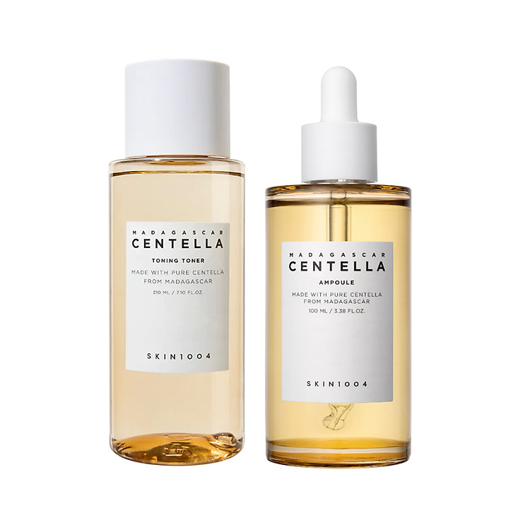 Combo Nước Hoa Hồng và Tinh Chất Dưỡng Da Rau Má Skin1004 Madagascar Centella Toning Toner and Ampoule 100ml