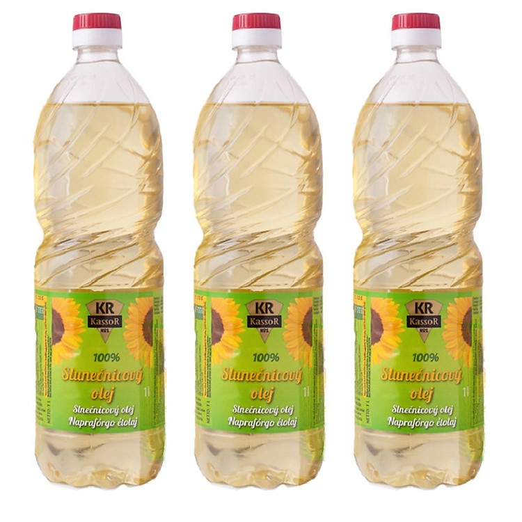 Bộ 3 chai dầu ăn hướng dương bảo vệ sức khỏe chai 1L- Nhập khẩu châu Âu