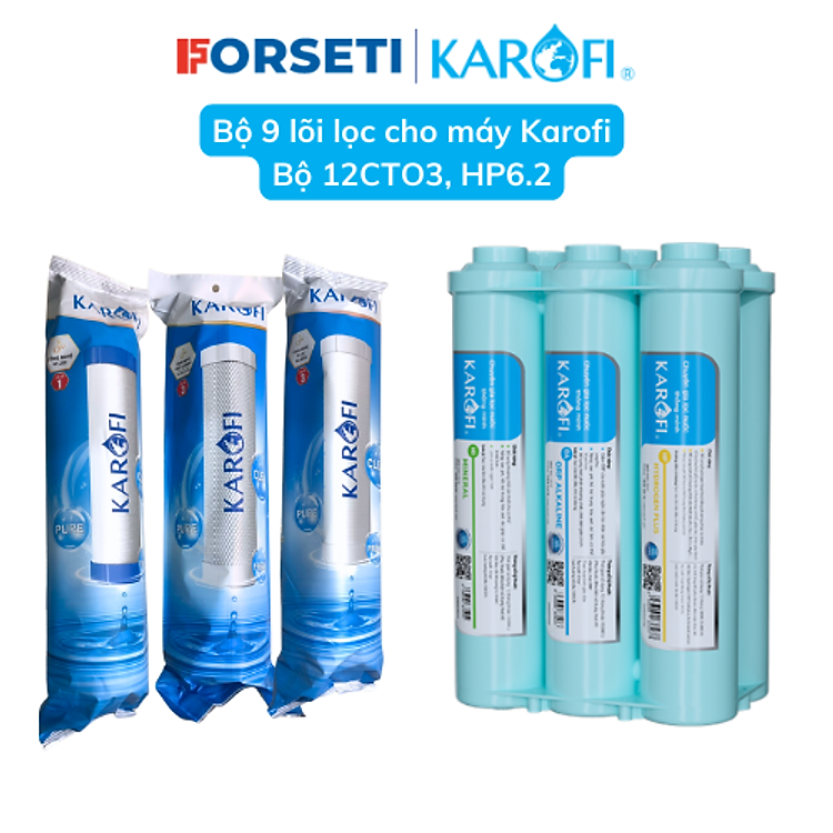 Bộ lõi lọc nước Karofi 123 và cụm hiệu suất cao Hp6.2 dành cho máy KAQ-U05, KAQ-U95, S-S038,... - Hàng chính hãng