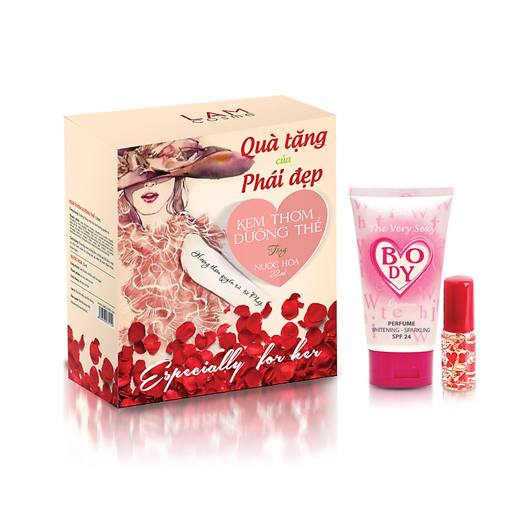 Bộ Quà tặng Kem thơm dưỡng thể (150ml) & Nước hoa 22ml, Nuôi dưỡng làn da êm ái như da em bé