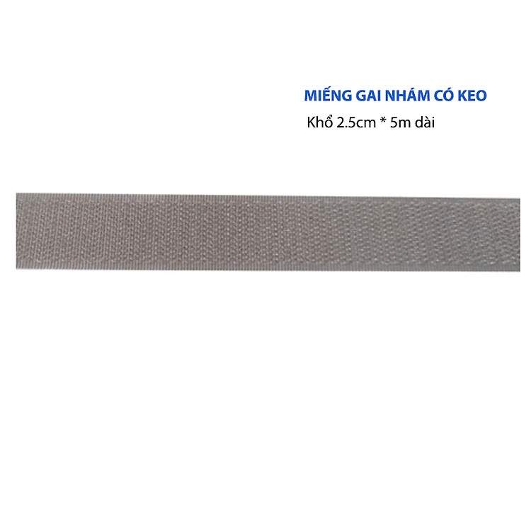 Miếng dán xé băng dính gai nhám (2.5cm x 5m) – Xám