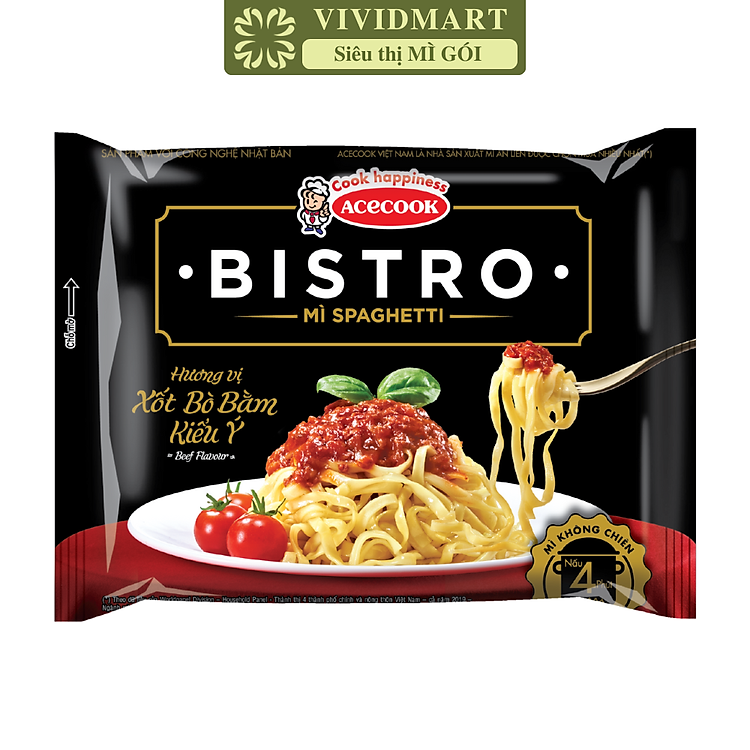 ACECOOK - Mì spaghetti Bistro Xốt bò bằm kiểu Ý, mì ý spagetti xốt bò bằm Bistro Acecook (95g/gói)