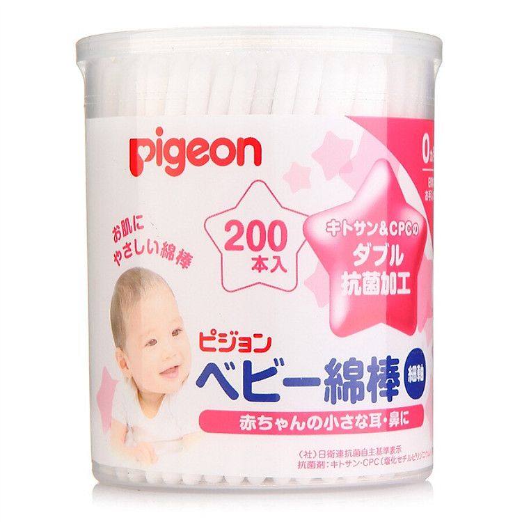 Tăm Bông Trẻ Em Nhập Khẩu Nhật Bản Pigeon (200 Cây)