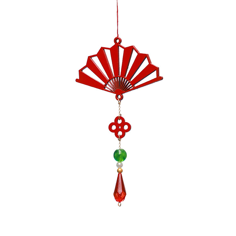 Phụ kiện handmade dây trang trí Tết quạt Cát Tường (sắc đỏ son may mắn)