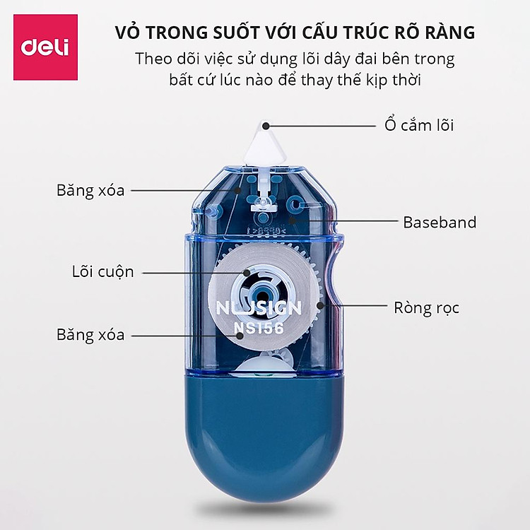 Bút Xóa Băng Kéo Deli 6M (Đỏ) - Ảnh 4